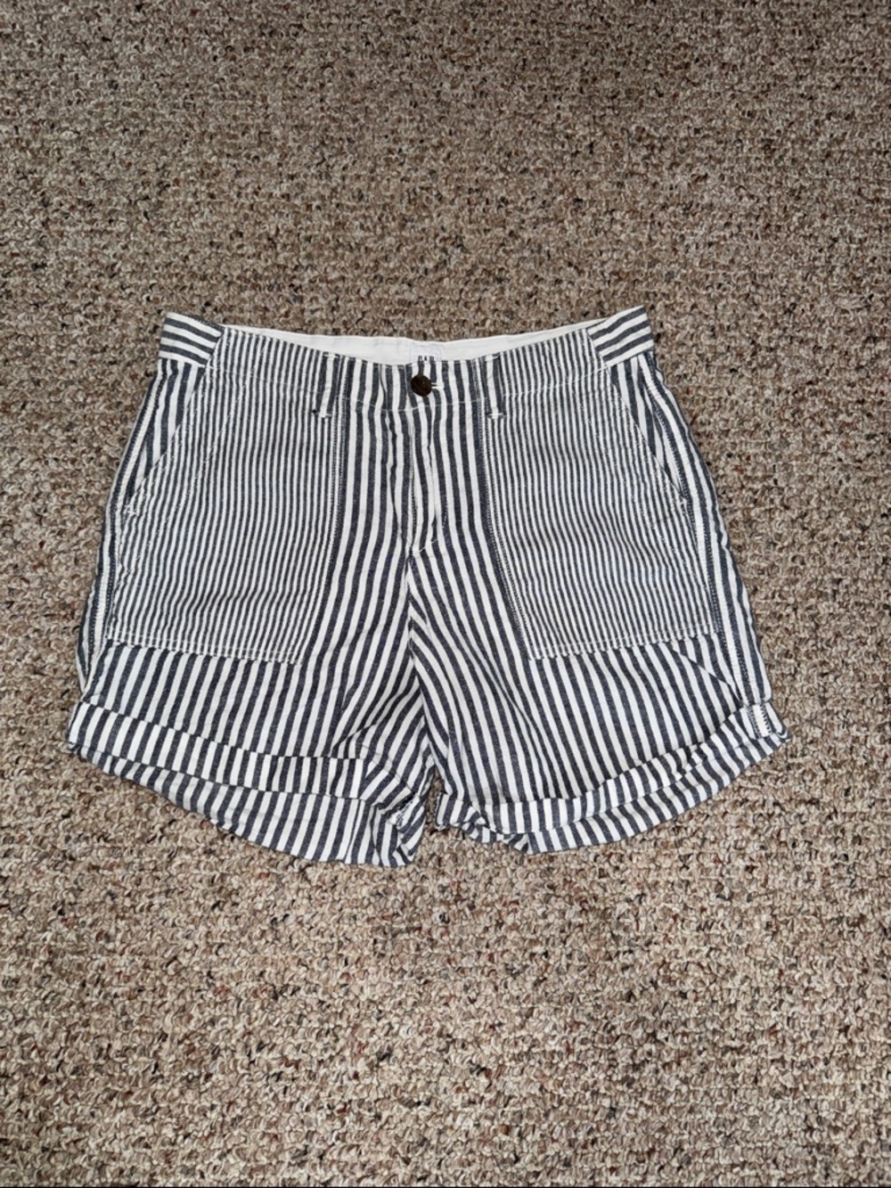 GAP Girlfriend Chino Shorts - Navy Blue & White- 29